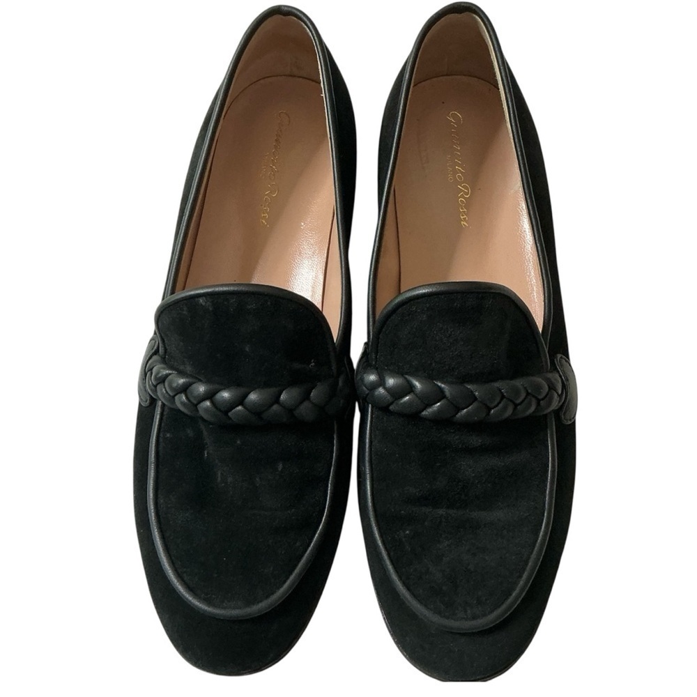 Gianvito Rossi Suede Black Velvet Loafers Size 38
